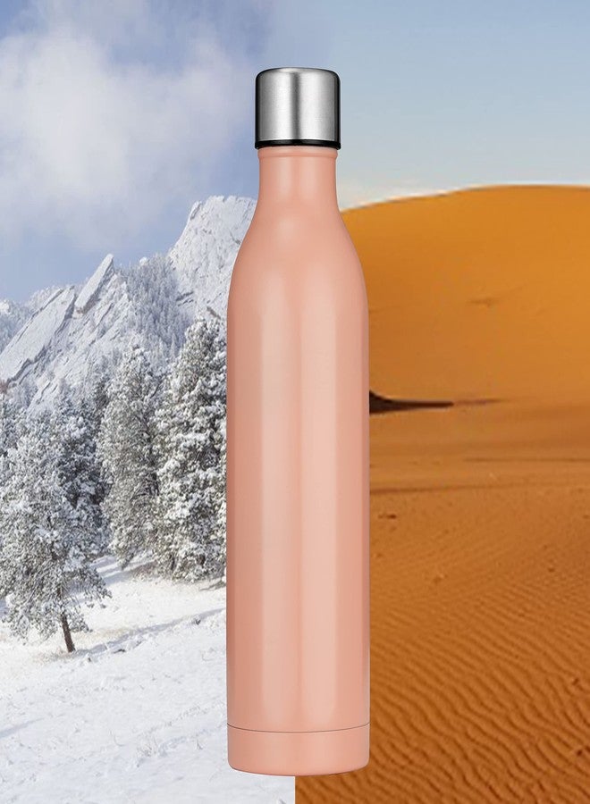 ستار ورك زجاجة مياه معزولة من ستار وورك سعة 500 مل، مصنوعة من الفولاذ المقاوم للصدأ بجدار مزدوج بتقنية التفريغ الهوائي، زجاجة رياضية معدنية مانعة للتسرب تحافظ على المشروبات ساخنة وباردة - مثالية للرياضات الخارجية والتخييم وركوب الدراجات (لون خوخي) - Image 4